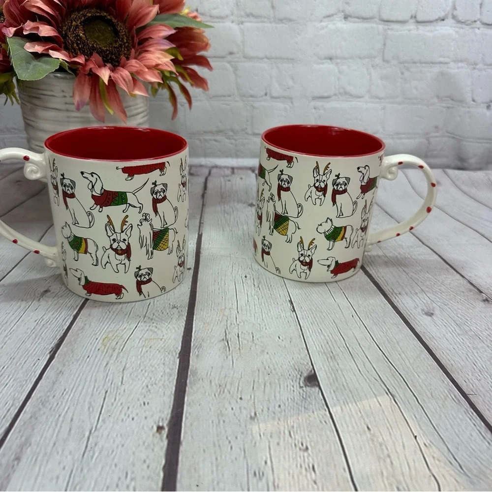 NWT spectrum puppy party mugs 21oz christmas holiday dachshund frenchie